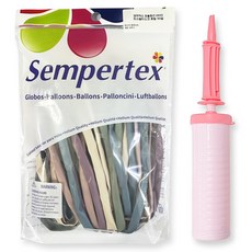 셈퍼텍스 요술풍선 260S 파스텔더스크 100p + 손펌프 마카롱핑크 세트, 혼합색상, 1세트