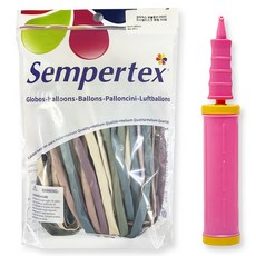 Sempertex 魔術氣球 260S 粉彩暮光 100入 + 手動打氣筒 粉紅色組合, 粉彩暮光奶油色, 粉彩暮光玫瑰色, 粉彩暮光月桂綠, 粉彩暮光藍色, 粉彩暮光薰衣草色, 1套
