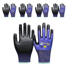 HANWOO Top Grip 2000 CUT5 防切割NBR塗層安全手套, 5套, 單一顏色