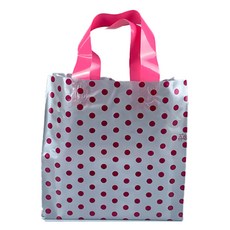 3號 手提塑膠袋 30 x 38+8 cm, 50個, 圓點銀