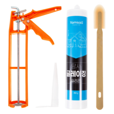 Tamsaa 矽利康工具組 抹刀塑膠槍一應俱全 適用多種材質表面 無刺鼻化學異味 架式矽利康槍+補縫棒, 1組