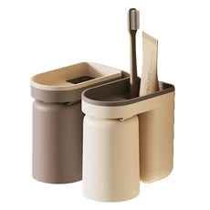 라이프업 거꾸로 양치컵 홀더 2종 세트, 브라운 + 베이지, 1세트