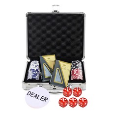 Dasamol 彩色撲克籌碼 5種 x 20p + 金色A士卡 2p + 莊家籌碼 + 紅色骰子 5p + 手提箱套組, 紅色