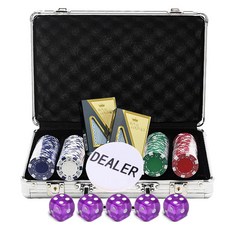 Dasamall 彩色籌碼 200p + 金色A士卡 2p + 莊家籌碼 + 紫色骰子 5p 套組, 混合顏色, 1個