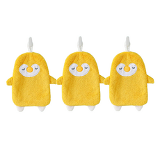 Rina Blue 掛環式擦手巾, 黃色企鵝, 3個