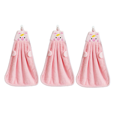 Rina Blue 掛環式擦手巾, 小豬粉, 3個