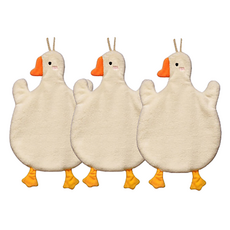 Rinablue 可愛絲絨掛環毛巾, 大鵝白色, 3個