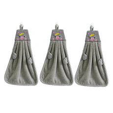 Rina Blue 掛環式擦手巾, 小豬灰, 3個