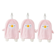 Rina Blue 掛環式擦手巾, 粉紅企鵝, 3個