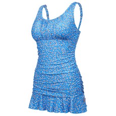 renoma 女款小花褶邊裙式比基尼泳裝 RN-LS2E514-BU