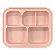 HouseTip 兒童用矽膠吸盤餐盤 + 蓋子組合, 蓋子 + 主體, 粉紅色, 1套