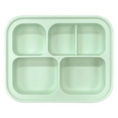 HouseTip 兒童用矽膠吸盤餐盤 + 蓋子組合, 蓋子 + 主體, 薄荷綠, 1套