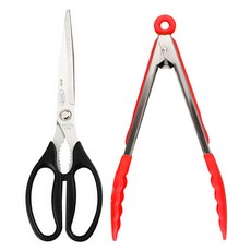 ZEUS Kitchenware 廚房剪刀 + 矽膠食物夾組, 1套, 紅色