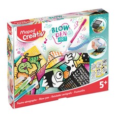 Maped 創意吹畫彩繪, 內含吹氣軟管x1, 彩色筆x6, 噴畫紙板x6, 效果遮板x1, 說明書x1, 1盒