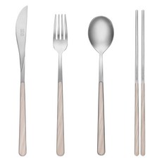 Neva 大理石紋餐具全套組, 象牙白, 湯匙 + 筷子 + 叉子 + 刀子, 1套