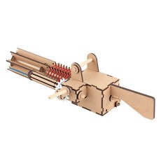YoungModeler 英工房 DIY 木製模型組裝套件 加特林玩具橡皮筋槍 CM885, 1個, 單品