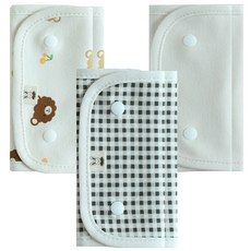 BUNNIE BLOSSOM 孩童背帶口水巾 3款 各2入組, 炭灰色格紋+捲毛小熊+米色素色, 1組