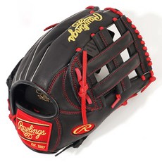 Rawlings HOH 特別訂製款 右撇子用棒球手套 GH4WXHDBH34-6-B-SC, 1個, 黑色 + 猩紅色
