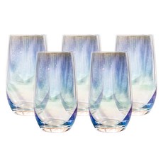 칼딘 홈카페 오로라 홀로그램 유리컵 롱타입 380ml, 혼합색상, 5개