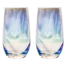 KALDIN 居家咖啡館 極光全像玻璃杯 380ml, 混色, 2個