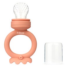hibee 嬰兒矽膠章魚咬咬樂水果網固齒器 L, 1個, 珊瑚粉, 單品