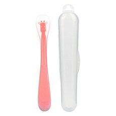 하이비 실리콘 초기 이유식 일자형 기린 냠 스푼, 핑크, 1개