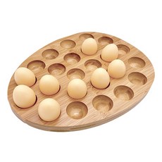 American Road 堅固實木竹製雞蛋托盤 24格 RK2126, 1個, 混合色