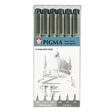 Pigma Micron 繪圖筆組, 1套, 淺冷灰色, 冷灰色