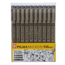 Pigma 櫻花 Micron 10種套組, 黑色, 1套