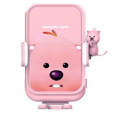 로이체 잔망루피 차량용 고속 무선 충전기 자동 거치대, 핑크, ICNS-DWC-C-LP