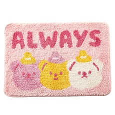 BUTTERSHOP 商店 蓬鬆糖漿熊方形腳踏墊, 1個, 粉紅色