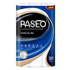 PASEO 頂級豪華天然紙漿4層高級捲筒衛生紙, 25m, 1個, 30捲