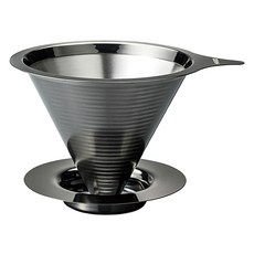 HARIO 好璃奧 雙層網狀金屬手沖濾杯 02 金屬黑 DMD-02-MBK, 1個, 單品