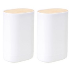 Chaeom 一觸木質棉籤牙籤盒自動存放, 混色, 2個