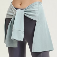 Cozywell 女款瑜珈訓練服 遮臀圍裹裙 裙子 遮臀巾 FW306, 灰藍色