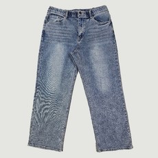 행텐 남성용 히든밴딩 와이드 워싱 데님팬츠