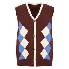 크로커다일 레이디 여성용 자가드패턴 니트 조끼 CLCWSW203