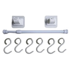 Living&Home 多功能伸縮桿 + S型掛勾 6件組, 白色