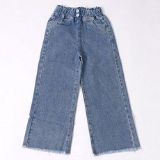 Kids Recipe 兒童國小生寬版抓皺丹寧褲