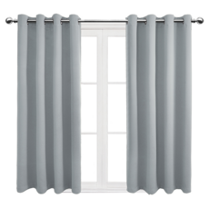 comet 隔熱遮光打孔式窗簾 附窗簾綁帶, 灰色