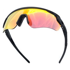 HILX Trail Blazer 運動護目鏡太陽眼鏡 HTB01207 + TBRD5, 霧面黑(鏡框), 紅色鏡面(鏡片)