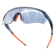 HILX Trail Blazer 運動護目鏡太陽眼鏡 HTB01203 + TBSL3, 霧面灰 + 橘色(鏡框), 銀色鏡面(鏡片)