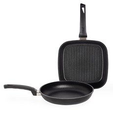 인터쿡 인덕션 프라이팬 세트 2종, 블랙, 사각팬 27cm + 후라이팬 24cm, 1세트