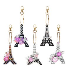 Daysoy 鑰匙圈製作 DIY寶石十字繡 5款套組, TYPE 19 艾菲爾鐵塔, 1套