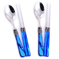 EME 拿破崙韓式餐具組, 藍色, 湯匙 2支+筷子 2雙, 2套