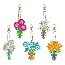 Daysoy 鑰匙圈製作 DIY寶石十字繡 5款套組, TYPE 05 花束, 1套