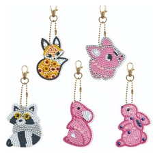 데이소이 이지 키링 만들기 DIY 보석십자수 5종 세트, TYPE 25 토끼와너구리, 1세트