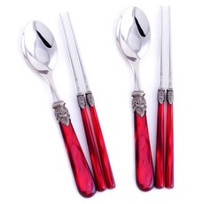 EME 拿破崙韓式餐具 2 件套, 紅色, 湯匙 2支+筷子 2雙, 2套