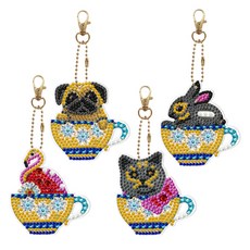 데이소이 이지 키링 만들기 DIY 보석십자수 4종 세트, TYPE 16 동물컵, 1세트