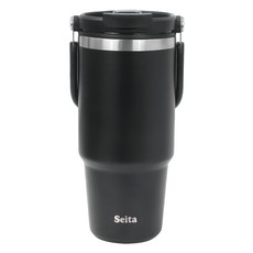 needco Seita提把不鏽鋼保溫保冷杯, 1個, 1050ml, 黑色